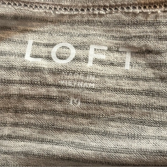 LOFT Relaxed Gray Ribbed Long Sleeve Blouse size M - Picture 7 of 9